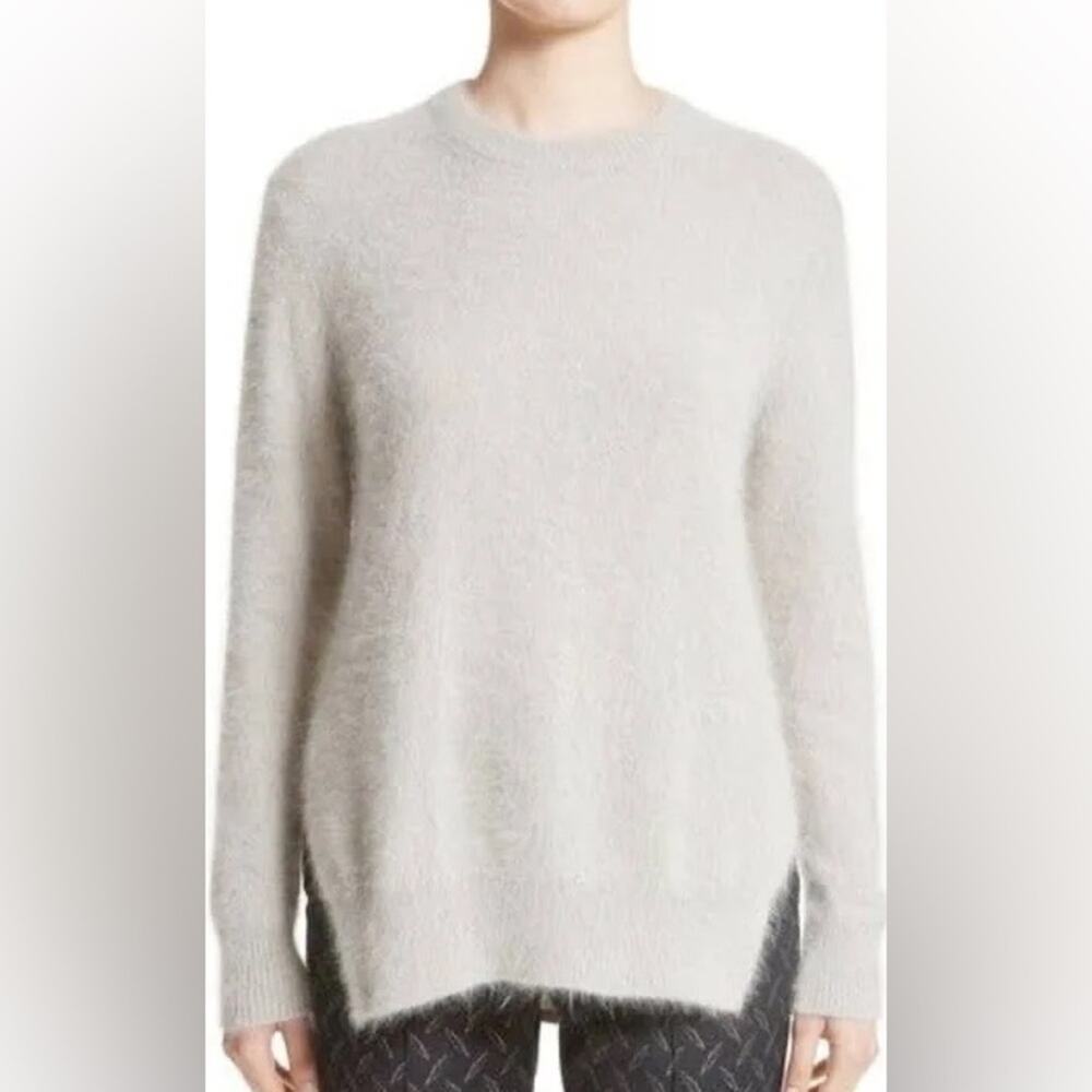 Yigal Azrouel Ivory Side Slit Angora Crew Neck Sweater size large